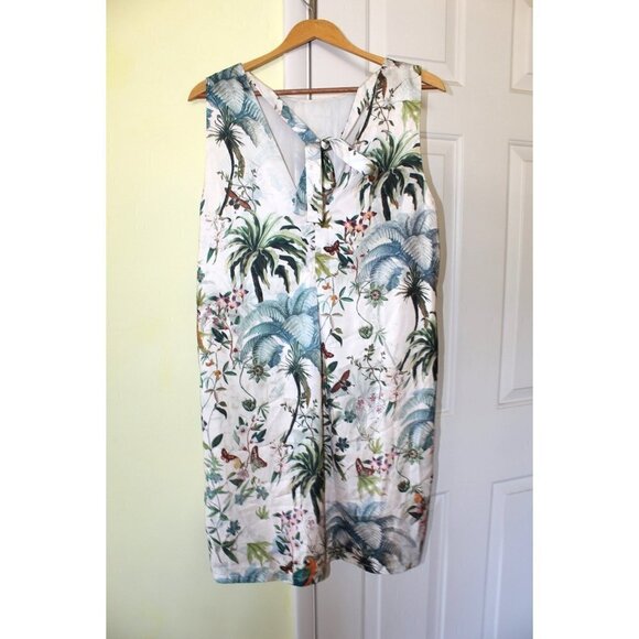 H&M summer floral Peplum tropical dress bird print macaws & butterflies Size 12 - Picture 12 of 14